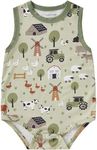pureborn Baby Boys Bodysuit Sleeveless Romper Viscose From Bamboo One-Piece Outfit Farm 18-24 Months