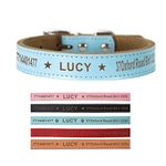 Leather Dog Collars Personalised Dog Collar Custom Collars for Pets Cat Puppy Dogs Blue Black Pink Red and 4 Sizes XS S M L (Blue S)