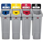 Rubbermaid 2007919 Slim Jim Recycling Station 4 Stream Landfill/Paper/Plastic/Cans, 8.464" x 8.828" x 8.828"