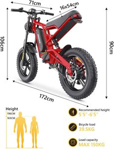 Kanpe Fat Tire Electric Bike – 15AH Battery, All-Terrain E-Bike