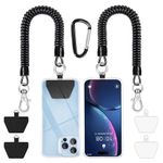 SHANSHUI Phone Lanyard Tether, Stretchy Phone Strap Patch Anchor Outdoor Climbing Hook Compatible for Most Smartphones, Black X2, Universal