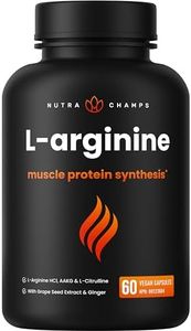 L Arginine Supplement with L Citrulline | 5-in-1 Nitric Oxide Supplement | L-Arginine Powder Enhanced with Grape Seed & Ginger | Energy, Blood Flow, Heart Health & Stamina | 60 Vegan Capsules