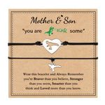 VU100 Mother Son Bracelets Gifts for Mother Son Matching Dinosaur Bracelets for Boy Mommy and Me Bracelets Jewelry Christmas Birthday Back to School Gift for Mom Son（2 Black)