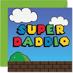 Stuff4 Super Birthday Cards for Dad - Super Daddio - Birthday Card for Dad from Daughter Son Child Toddler Baby 1st Father's Day 145mm x 145mm Video Game Gamer Dad Funny Greeting Cards