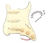 LAMSAM Prewired Pickguard Loaded Modern Tone Triple Single Coil Pickups for Electric Guitars with 11 Mounting Holes, 3-Ply Pick Guards Wired SSS Pick Ups Wiring Harness, Cream