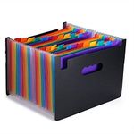 APURK Rainbow Expanding File Folder | Paper Filing Cabinet | 24 Pockets Rainbow Colored | Portable Receipt Organizer with File Guide and Label Cards for Office School