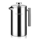 HASTHIP® French Press Coffee Maker 800ML Double Insulated 304 Stainless Steel Coffee Maker with 4 Level Premium Filtration System, Rust-Free, Dishwasher Safe