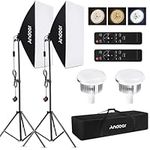 Andoer Softbox Photography Lighting Kit, 85W LED Light * 2 + 50x70cm Softbox * 2 + 2M Light Stand * 2 + Remote Control * 2 + Carry Bag * 1 for Studio Portrait Product Photo Video, (2 sets)