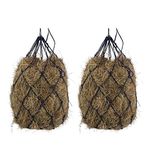 B BLOOMOAK Hay Net for Horse, Black Hay Bag 40" Length and 4" Larger Holes with Metal Rings for Goat/Donkeys/Older Horses 2 PCS (40" Length & 4“ Hole)