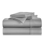 Split King Sheets Sets for Adjustable Bed, Luxury Sheets, 1000 Thread Count Egyptian Cotton Sheets, 5 Piece Cotton Split King Sheet Set, Sheets, 2 Fitted Sheets of 18" Deep Pocket, Light Grey