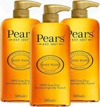 Pears Pure & Gentle Body Wash - Soothing Natural Extracts Shower Gel, 10x More Moisturiser*, Soap-Free Hand & Body Cleanser, Shower Gift for Women & Men, Natural Oils Scent, Pack of 3 x 500ml