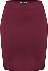 Van Der Rich ® - Jupe Courte Moulante Taille élastiquée - Femme (Bordeaux, XL-XXL)