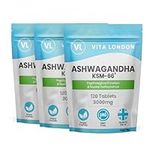 Ashwagandha Organic KSM-66 Tablets 3000mg | 6 Month Daily Supply |360 High Strength Supplement Tablet (Not Capsule or Powder) | Made in UK | Vegan