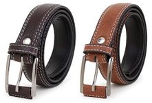 Zacharias Boy's Synthetic Leather Belt for kids kb-12 (Brown & Tan) (6-10 Years_Pack of 2)