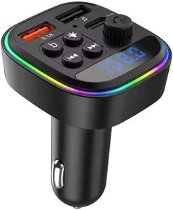 Moxly Car Wireless FM Transmitter with Bluetooth Upgraded BT v5.4 | Type-C & USB Fast Charging | Hands-Free Calling & Music Streaming | Universal Car Bluetooth Adapter with FM Radio