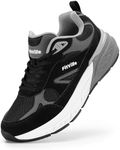 FitVille Extra Wide Sneakers for Men Wide Walking Shoes for Men Wide Width Mens Running Shoes with Arch Support Wide Toe Box Shoes for Flat Feet Heel Pain Relief Plantar Fasciitis(Black/Slate Grey,X-Wide,10)