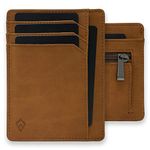 AKIELO Wallet - RFID Blocking Card Holder - Minimalist Credit Card Wallet for Men, 6. Tan Zip Edition, En storlek