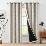 jinchan Full Blackout Boho Curtains 96 Inch Length for Bedroom Black on Beige Geometric Printed Grommet Top Room Darkening Thermal Insulated Window Drapes 2 Panels