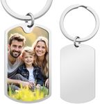 Queenberry Full Color Personalized Custom Photo Stainless Steel Key Chain - S, Silver