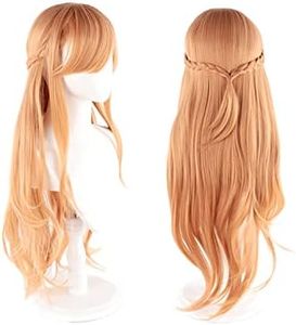 Anime Asuna Yuuki Cosplay Perruque pour Sword Art Online, Longue Perruque Tresse Droite avec Capuchon de Perruque Gratuit, pour Costume Party, Anime Show, Cosplay Event, Concerts, Perruque Quotidienne