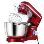 Aucma Stand Mixer6.5-QT 660W 6-Speed Tilt-Head Food Mixer Kitchen Electric Mixer with Dough Hook Wire Whip & Beater 2 Layer Red Painting (6.5QT Red)