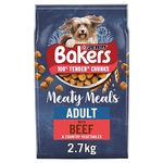 Bakers Meaty Meals Adult Dry Dog Food Beef 2.7kg, Pack of 4