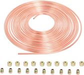 Brake Pipe Fittings 10M Copper Coated Steel Hose 32.8FT, OD 5mm，3/16" Copper General Car Brake Lines Repair Kit with 20 Fixing Nuts by Gekufa (32.8Ft. /10M of 3/16")