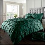 GC GAVENO CAVAILIA Pinch Pleat Pintuck Duvet Cover King Size- Reversible Bed Set With Pillow Cases 2 Pack- Polycotton Fabric Quilt Cover- Green