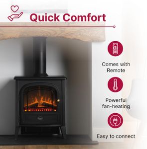 Dimplex Optiflame Electric Stove Heater – Black Freestanding Fireplace