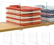 HBlife 4 Pack Clear Shelf Dividers, Vertical Purse Organizer for Closet Perfect for Sweater, Shirts, Handbags in Bedroom and Kitchen, Adjustable Acrylic Bookshelf for Organization