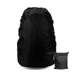 MUTMAIN Bag Cover Waterproof 40L to 50L Rain Cover for Backpack Bags, Tail Bag Cover, Treking Bag Covers Dust Proof, Rainproof, Rubberized Material, Elastic Adjustable Size (BPBLACK-45lTO60L)