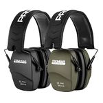 PROHEAR 016 Shooting Ear Protection Earmuffs 2 Pack, NRR 26dB for Gun Range, Hunting -Black and Green