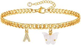 Gold Heart Butterfly Initial Tennis