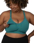 Kindred Bravely Sublime Hands Free Busty Sports Pumping & Nursing Bra | Patented All-in-One Pumping Bra for F,G,H,I Cups (Teal, Large-Busty)