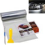 KOMAS 12” X 48” Tint Vinyl Film Sticker Sheet Roll for Car Headlight, Tail Lights, Fog Lights with Squeegee + Cutter (Glossy Clear)