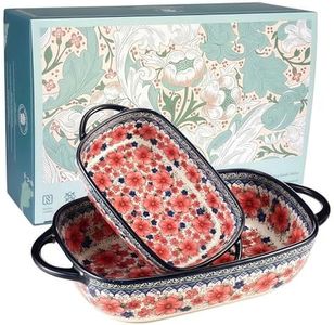 Moqidadii Casserole Dishes for Oven – Polish Pottery Ceramic Baking Dish Set, Oven Safe Ceramic Bakeware, Gift-Ready for Bakers, Thanksgiving, Hostess Gift, Holiday Gift & Fall Decor