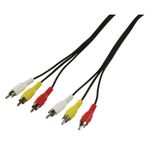 electrosmart 1.5 Meter 3 RCA/Phono Male Plug to 3 RCA/Phono Male Plug Cable ~ Triple RCA/Phono AV Audio Video Lead with Yellow White & Red Plugs