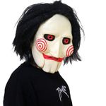 HOMELEX Saw Mask Horror Movie Jigsaw Clown Mask with Hair Halloween Scary Killer Cosplay Costume Props Realistic Mask