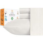 100% Organic Cotton Sheet Set - Crisp and Cooling Percale Weave, Eco-Friendly 3 Piece Bedding, Deep Pocket with All-Around Elastic (Twin, Ivory)