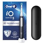 Oral-B iO3 Electric Toothbrushes Adults, 1 Toothbrush Head & Travel Case, 3 Modes With Teeth Whitening, 2 Pin UK Plug, Black