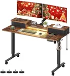 VASAGLE Electric Standing Desk with Drawers, Sit Stand Desk with Built-in Power Strip, Adjustable Height, 23.6 x 55.1 Inches, 2 Hooks, Memory Function, for Home Office, Rustic Brown ULSD184X21