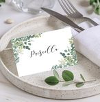 Pack of 10 Personalised Place Cards Wedding Name Meal Table Setting Eucalyptus Greenery Foliage PC42