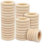 Belle Vous 50 Pack Natural Wooden Rings - 70mm Outer Diameter with 50mm Inner Diameter - Unfinished Wood Loop Ring for Arts & Crafts, DIY, Home Decor, Jewellery Making, Ring Pendant Connectors