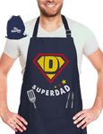 BARTME DESIGN Funny Cooking Apron - Funny Kitchen - Dad, Grandpa, Mom - Grilling Chef - Gift Bag - 100% Cotton, Super Dad, one size fits most