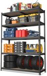 WORKPRO 5-Tier Steel Shelving Unit-Black, 35-3/10”W x 17-1/2”D x 72”H, Adjustable Storage Rack, Heavy Duty Shelf with MDF Board, 1650 lbs Load Capacity (Total) for Garage, Basement, Warehouse, Kitchen