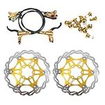 Zoom Hydraulic Disc Brakes Mountain Bike Sets MTB Front & Rear Set with Floating Disc Rotor 160mm & Color Bolts (Gold)