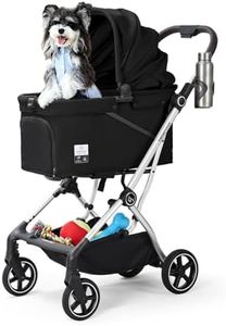 Beberoad Pets T4 Max Pet Stroller Dog Cat Stroller for Small Medium Dogs Cats, 4 Wheels Travel Folding Carrier Waterproof Puppy Stroller with Pad, Canopy and Cup Holder (T4 Max Black)