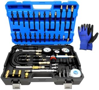KTTOOL 47PCS Compression and Leakage Test Kit Petrol & Diesel Compression Tester Kit Automotive Cylinder Leak Down Tester with Dual Gauge Engine Compression Tester Kit for HDI, TDCi, Pumpe Duse Engine