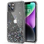 ULAK Designed for iPhone 14 Case Glitter, for iPhone 13 Case Clear Glitter Sparkly Soft TPU Bumper Hard PC Back Cover for Women Girls Transparent Protective Phone Case for iPhone 14/13 6.1'',Strar