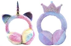 ZQBIEE Latest Unicorn and King Style Cute Winter & Outdoor Adjustable Ear Muffs Tie Dye for Girls and Women (UNICORN+KING)